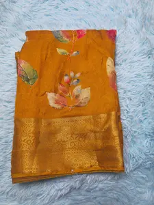 Women's yellow color, High quality  Georgette Saree.