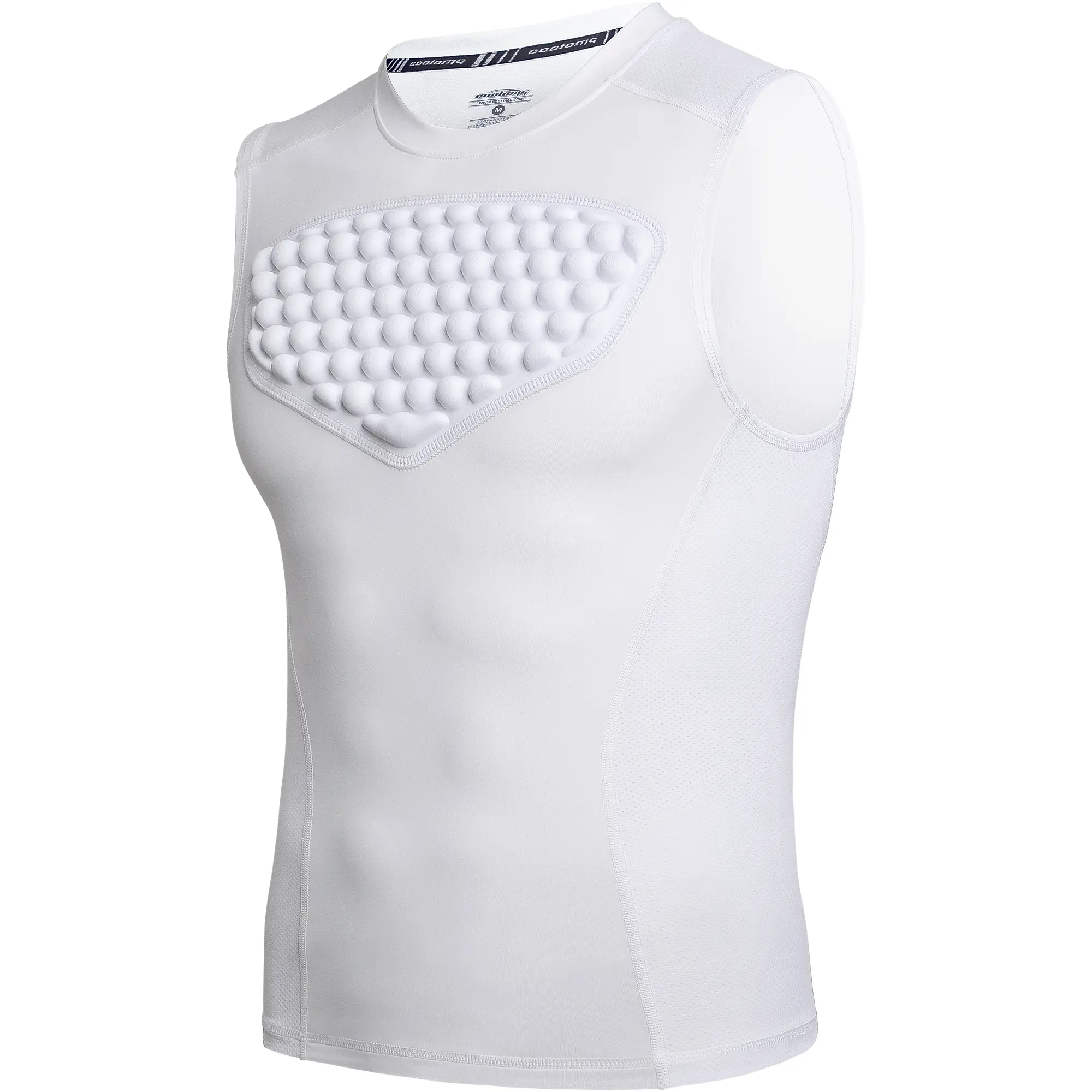 COOLOMG Youth Padded Compression Shirt - Sleeveless Polyester Blend Athletic Vest with Shock Absorbing Chest Protector for Football & Baseball, Athletic Style Activewear