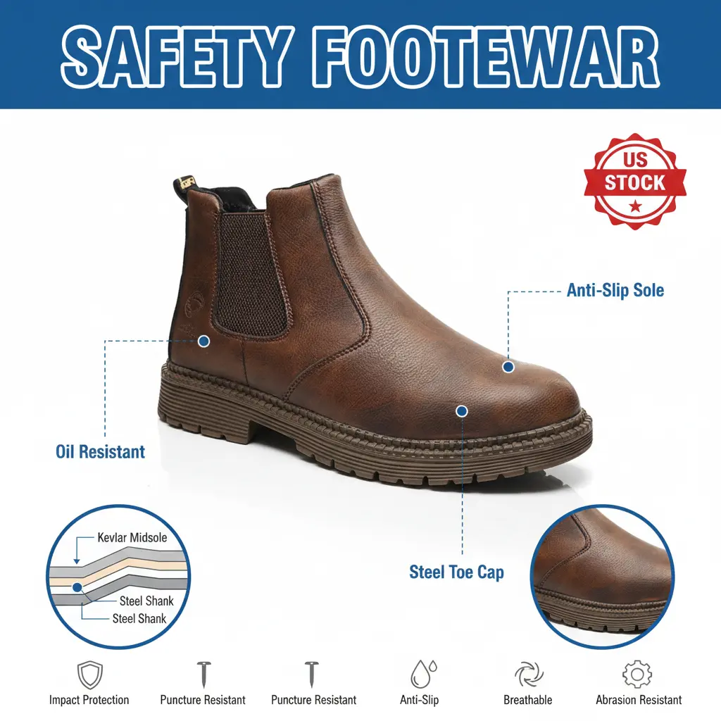 Durable Outdoor Comfortable Waterproof Anti-slip Safety Shoes Puncture-proof Splash-proof Smash-proof Breathable Unisex Chef Work Shoe Armor-style Sneaker