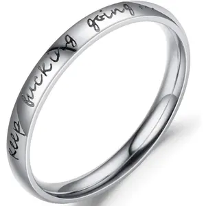 Stainless Steel Stackable Keep Fucking Going Inspirational Graduation Ring