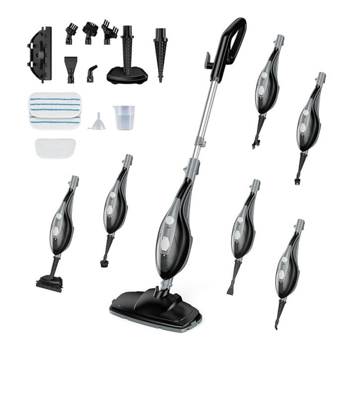 Powerful 10-in-1 Steam Mop for Home Detachable Handheld Floor Steamer with 16FT Cord & Washable Pads Cleans Hardwood Carpet Tile Grout & Windows Safe Chemical-Free Cleaning