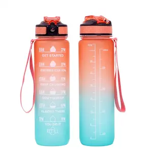 32oz Water Bottle, 1 Count Letter Pattern Sports Water Bottle with Time Scale, Drinking Cup for Home Office School Outdoor Camping
