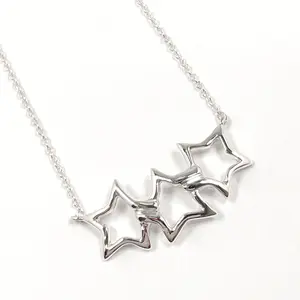 Pre-owned Tiffany & Co. Sterling Silver 925 (Ag925) Small Leather Goods Tiffany&Co. Triple Star Silver 925 Necklace