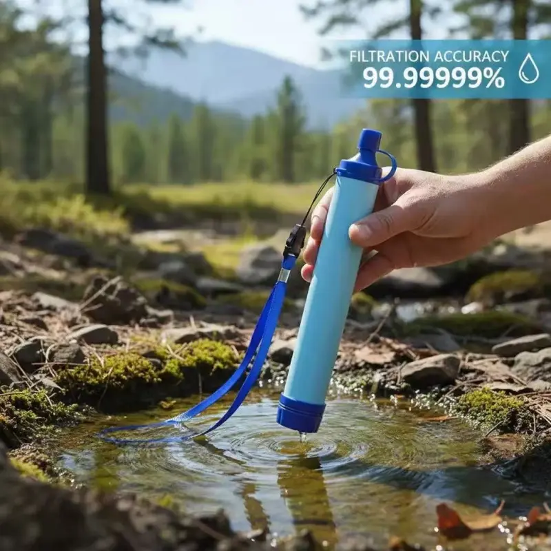Portable Personal Water Filter Straw, Outdoor Water Filtration System with Storage Bag, Emergency Survival Water Purifier for Camping Hiking Backpacking Travel