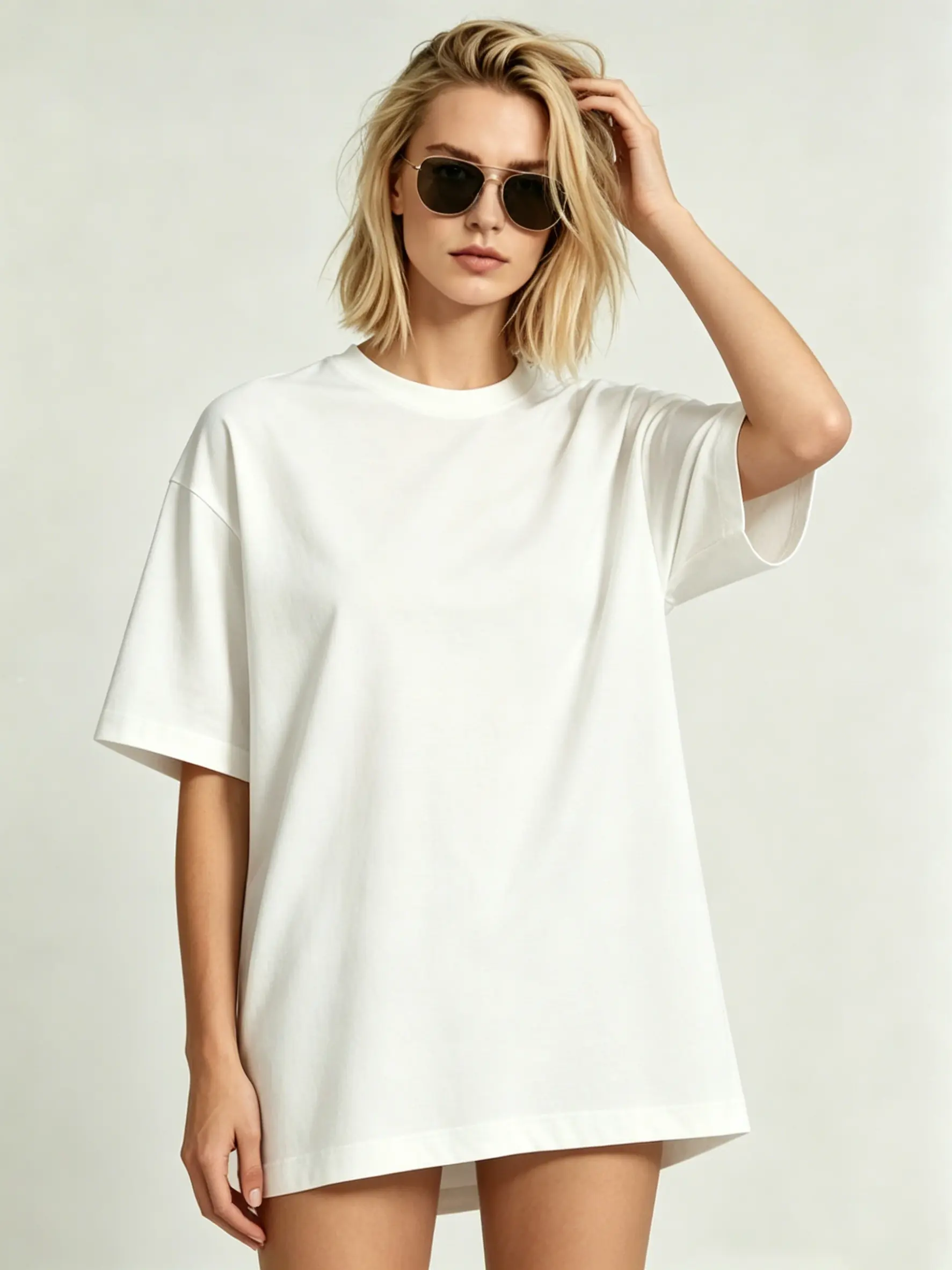 Men's Casual Oversized T-Shirt in Structured Heavyweight Knit Cotton Fabric, Solid Color Round Neck Basic Tee, Tshirt, Solid Color Women's T-Shirts, Menswear, Stretch