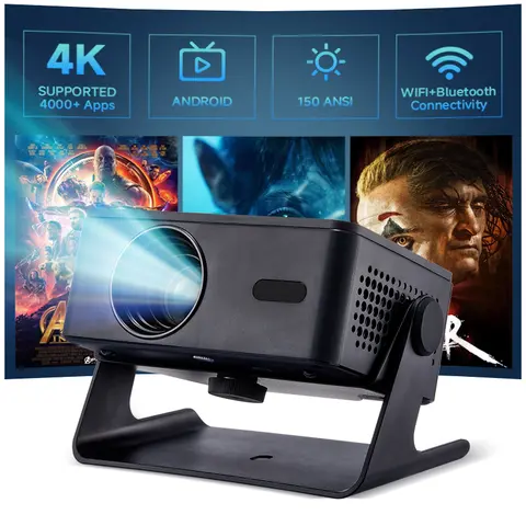 Portable Digital HD LED Smart Projector A32 - 1080P Full HD, 150 ANSI, Android 13, Built-in Audio, Automatic Focus, Adjustable Keystone Correction, Wireless WiFi/Bluetooth, Remote Control, Tabletop, Portable Home Cinema, Watch Party Use, Screen Compatible