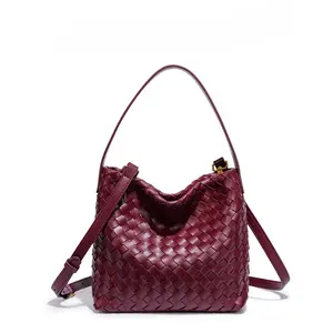 1859 Women's Hand-woven Tote Bag 2026 New Shoulder Messenger Commuter Messenger Portable Bucket Bag