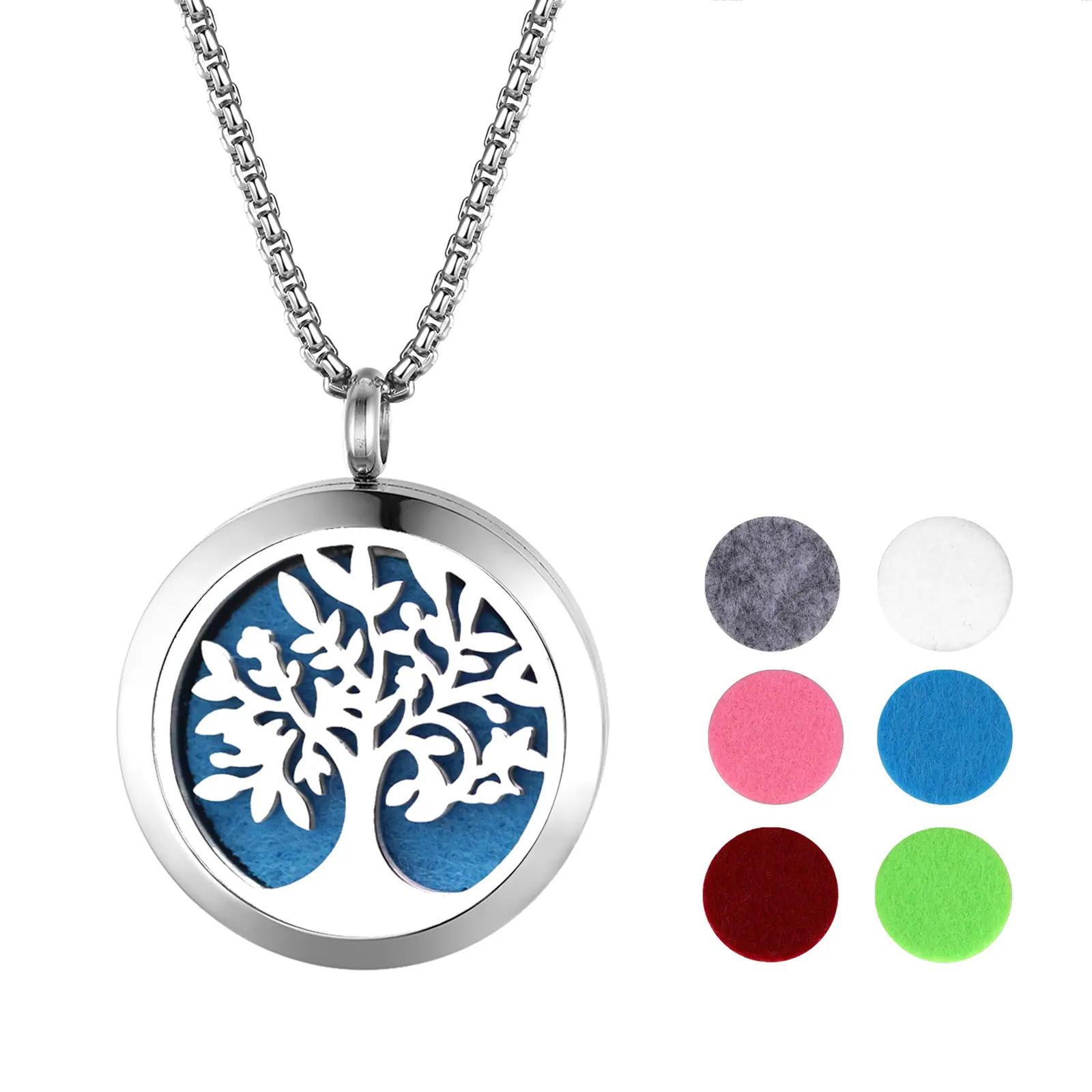 OIDEA Women's Tree of Life Aromatherapy Locket Necklace with 60cm Stainless Steel Chain, Diffuser Pendant with Magnetic Clasp, Meaningful Gifts for Nature Lovers