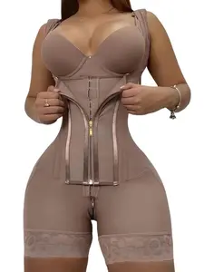 1 Count Women's Adjustable Tummy Control Colombian Shapewear Bodysuit, Butt Lifting Full Body Shaping Compression Suit with Hooks & Zipper Closure, Tight-Fitting Jumpsuit, Gym & Casual Attire, Suitable For Daily Wear Or Training