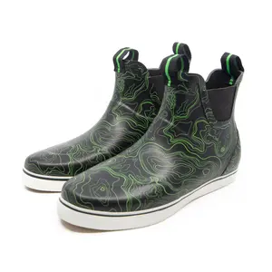 Topo Deck Boot - Waterproof deck boots with Green Topo Pattern