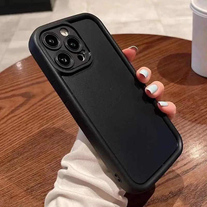 Solid Color Phone Case, 1 Count Raised Edge Cellphone Protective Case, All-inclusive Shockproof Mobile Phone Cover For iPhone 11 12 13 14 15 Plus Pro