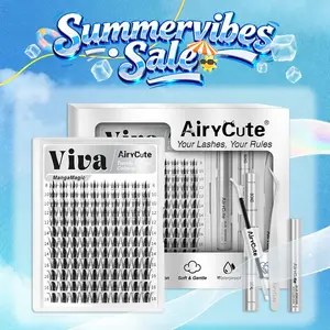 Viva | AiryCute MangaMagic Collection Upgrade U Lashes with Ultra-Dense, Waterproof, Long-Lasting Lashes | Fairy | Fashion Wet Look | Beginner-Friendly DIY Lashes for a Flawless, Voluminous Look | Trendy & Must-Have Clusters #SummerVibes
