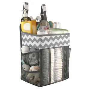 Large Diaper Organizer Nursery Storage for Essential Newborn Baby Items - Hang on Bassinet Changing Table Crib