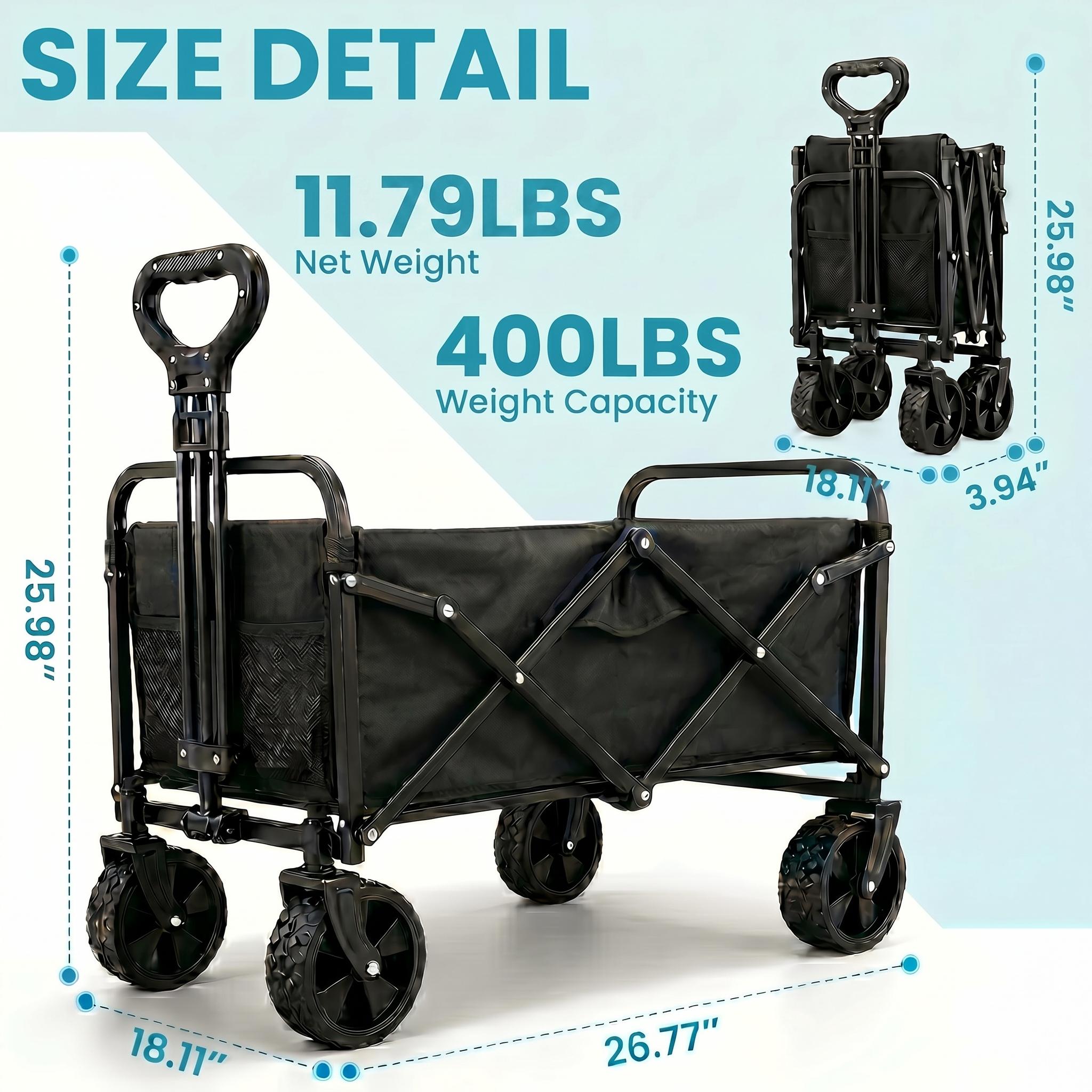 [DealsforYouDays]WeCharmer Collapsible Wagon with Tailgate, Wagons Carts Foldable with 350lbs Capacity, Lightweight Portable Utility Folding Wagon Cart for Shopping Camping Sports Garden