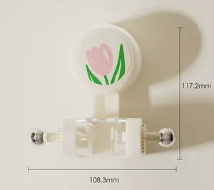 Strong no-drill showerhead holder, multifunctional suction cup shower head mount, adjustable for bathroom walls, includes hooks for convenient storage of towels, bath balls, and shower brushes, does not damage tiles.