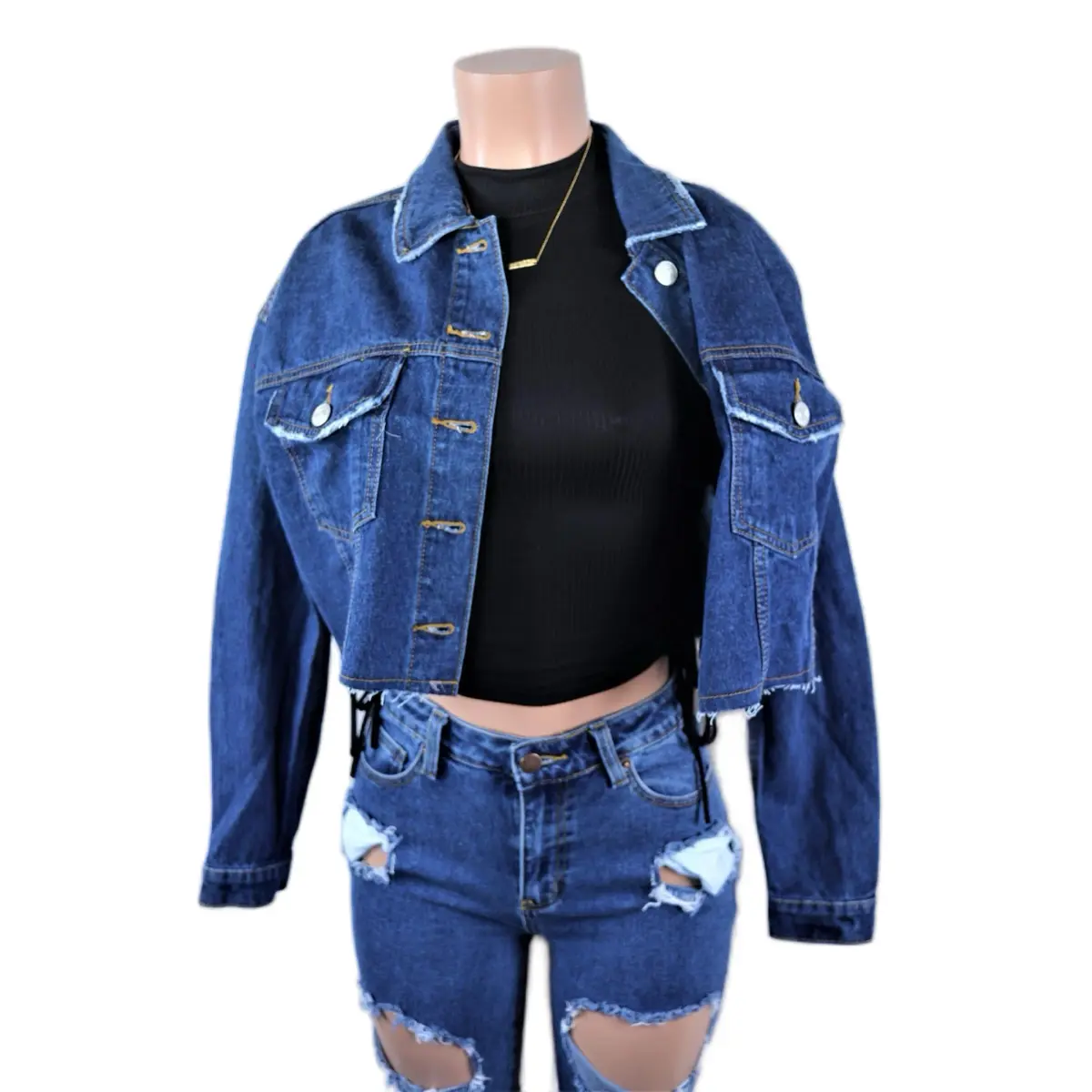 Dan Dan Crop Jacket define Long Sleeve Denim Jean Casual Comfort Fit Womenswear
