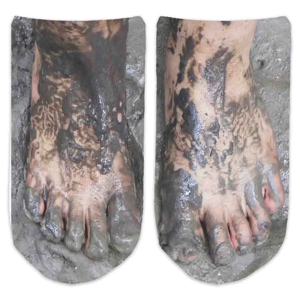 Muddy Feet Funny Socks for Men | Novelty No Show Socks