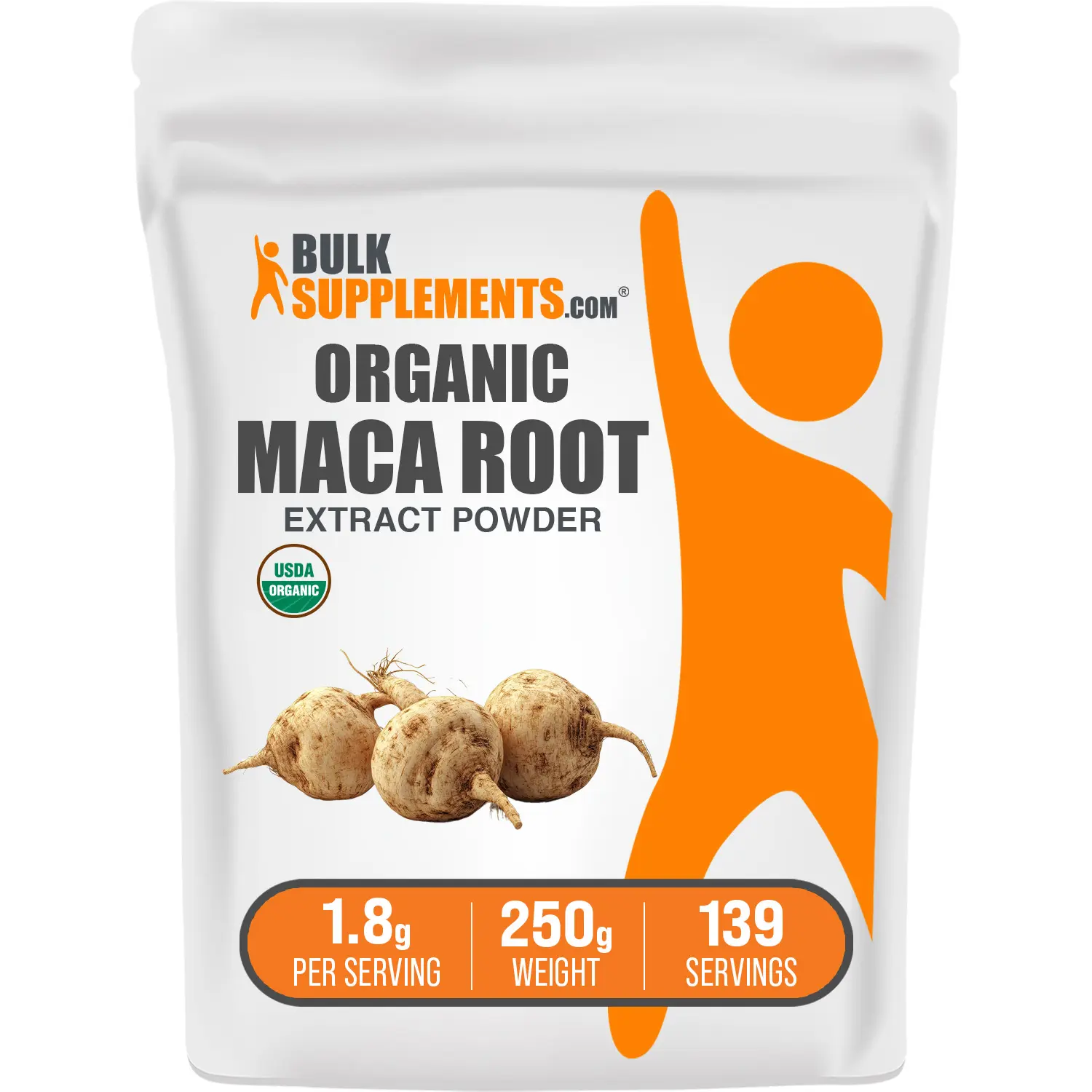 BulkSupplements Organic Maca Root Extract Powder - Natural Gluten-Free Daily Dietary Supplement - Energy Boost, Mood Balance - 250g, 1.8g per Serving