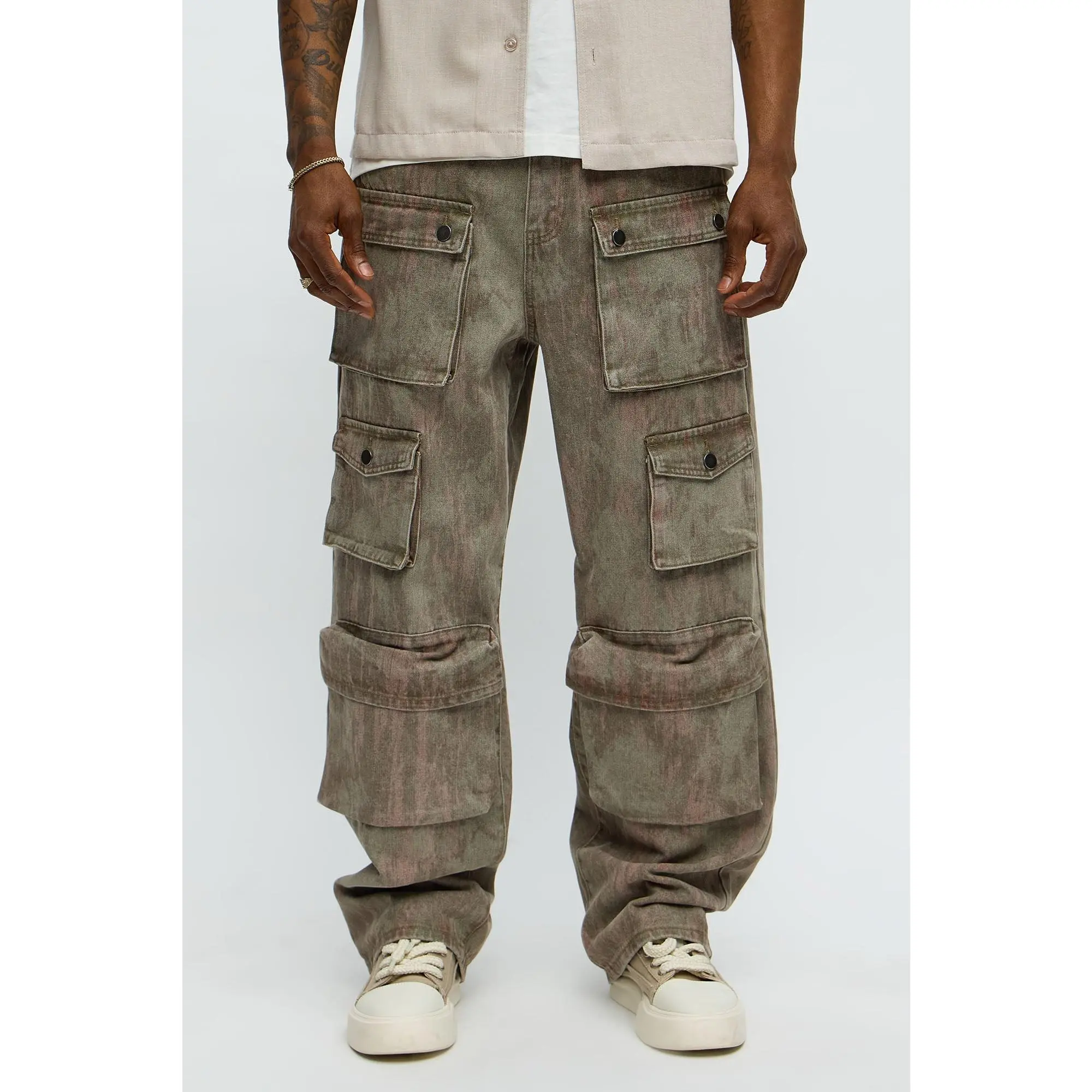 Run It By Baggy Cargo Jeans - Brown