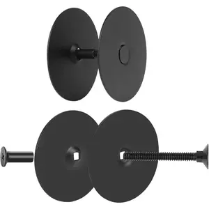 Door Knob Hole Cover Plate, 1 Pack 2-5/8" Diameter Round Heavy Duty Steel Deadbolt Cover Plate with Screws, Hole Filler Plates for Doors Holes and Locks, Black