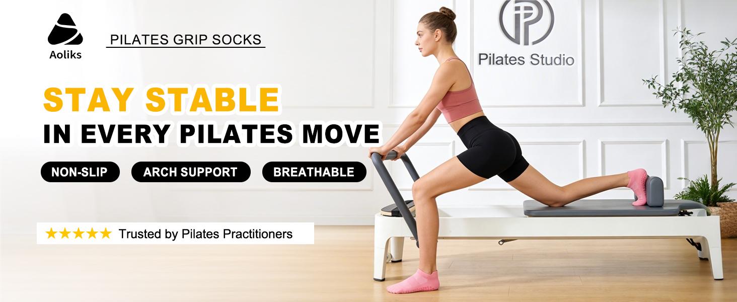 4 Pairs Anti-Skid Pilates Grip Socks with Cushioned Sole | Breathable Ankle Socks for Barre, Ballet, Pilates,Home Workout & Hospital Non-slip Yoga Socks for Women ‍️ spring