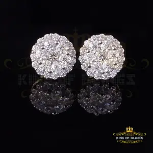Skip to product information  King of Bling's Men's/Womens 925 Silver Yellow 2.00ct VVS 'D' Moissanite Round Stud Earrings