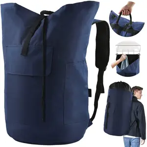 Laundry Bag Backpack, 125L Extra Large Travel Laundry Bags with Shoulder Straps, Adjustable & Extendable Design, Laundry Hamper Bag with 3 Pockets for Laundromat, College, Travel, Camping