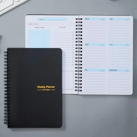 Weekly Notebook, 1 Piece Portable Spiral Notebook, Weekly Planner Journal Book, Budget Planner Books for Home Office School Supplies, Spiral Bound Planner, Weekly Planner Notepad