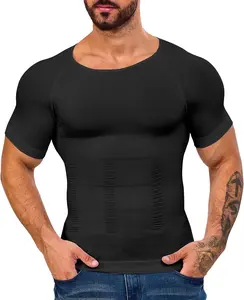 Menswear Shapewear Body Shaper Compression Undershirts Lightweight Breathable Comfortable Workout Tank Tops Stretch Vest Fitness Shirt Elastic Fabric Natural Plain Dress Formal
