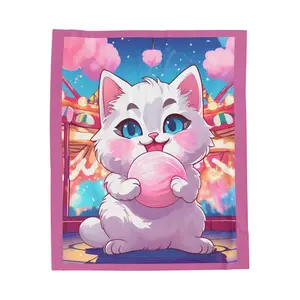 Velveteen Plush Blanket, Pink Cat Blanket, Cozy Throw Blanket, Fuzzy Bedspread, Soft Kitty Blanket, Warm Lap Quilt