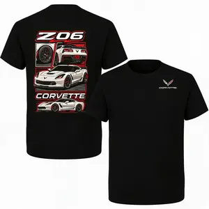 [Graphic T-Shirt] 100% Cotton - Corvette Z06 T-Shirt, C7 Z06 Corvette Graphic Design, High Performance Sports Car Shirt for Corvette Enthusiasts,Summer Casual Crewneck Cotton Top