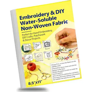 4 count 8.5 * 11Inch Sticky Water Soluble Embroidery Stabilizer, Printable & Draw-Ready Paper, Stick and Stitch Wash  Stabilizer for Hand & Machine Embroidery Supplies