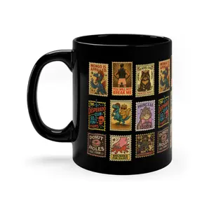 Duungeon Craawler Caarl Vintage Stamp Mug, Priincess Donut & Moongo Design Coffee Mug, Go-ddamnnit Donut Cup, LitRPG Book Lover Gift, Fantasy Reader Ceramic Mug