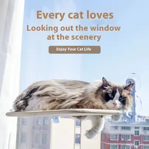 New Double Suction Cup Folding Cat Hammock - Window & Balcony Sunbathing Bed Versatile Cat Bed Accessories Enjoy Your Cat Life cordless Foldable with Perch