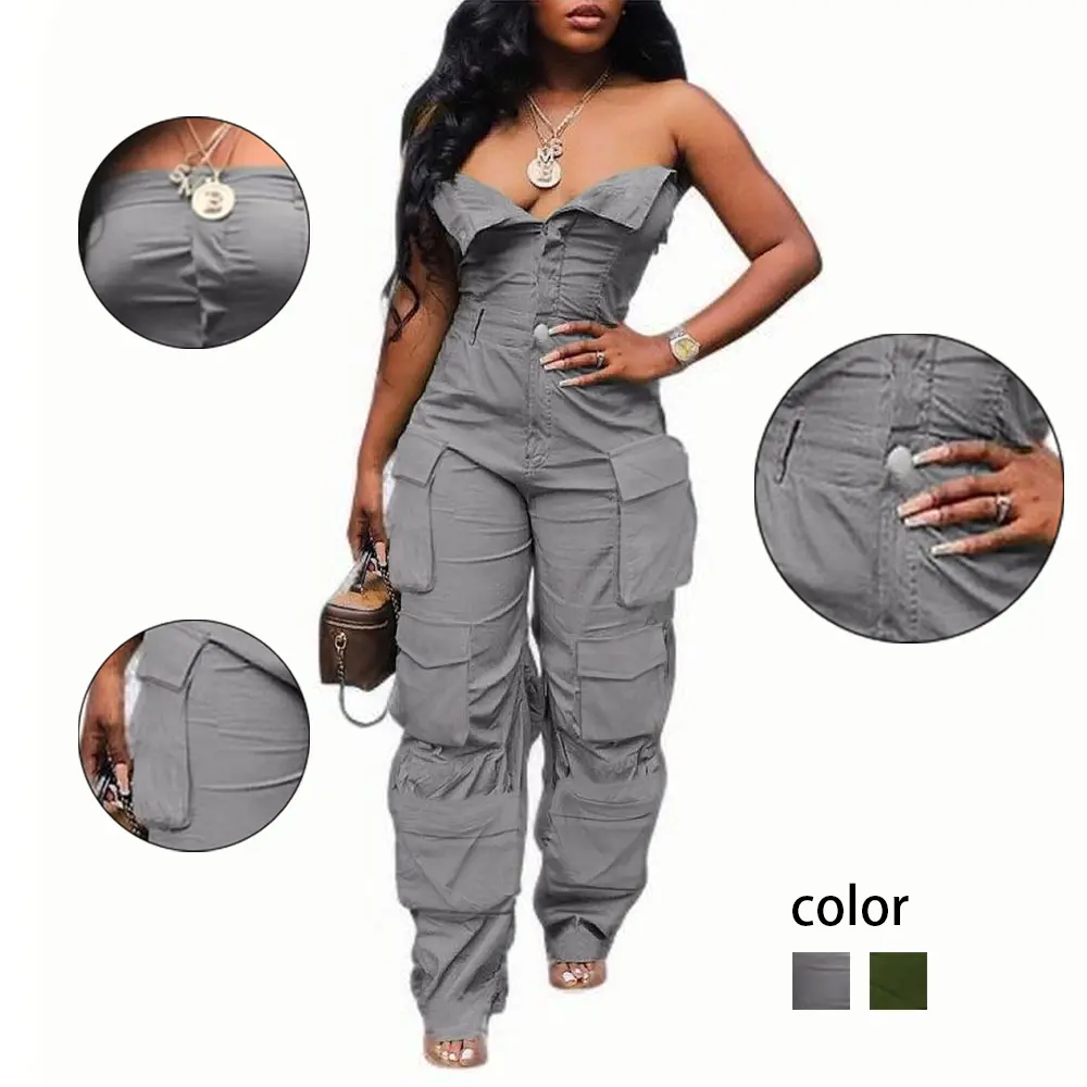 Sexy Cargo Jumpsuit with Pockets for Women Streetwear Trend