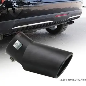 Black Universal Car Exhaust Tail Muffler Tip Pipe Car Vehicle Stainless Steel Tail Throat Exhaust System Muffler Pipe 13.3x6.3cm/5.2x2.5in