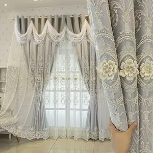 1pc 100% blackout European Style Full Light Blocking Curtains, Silk Thread, Elegant Scroll Pattern, Versatile Use, Suitable for Living Room, Bedroom, Villa