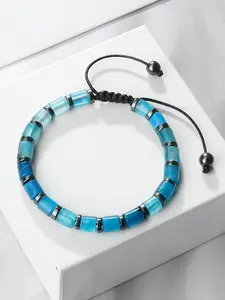 Natural Stone Agate Beaded High Quality Bracelet, Banded Adjustable Handmade Woven Bangles, Unisex Daily Wear Jewelry for Men and Women