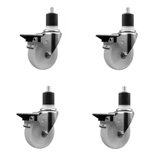 212 MAIN Service Caster SCC-EX20S514-NYS-PLB-178-4 Swivel Type Expanding Stem Caster with 5 in. White Nylon Wheel, 1.87 in. Stem, Posi Lock Brake - Set of 4