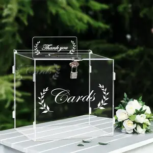 Clear Card Boxes with Lock -  Card Box  Box Holder for Reception, Anniversary, Shower, Rustic Wedding Decorations, Birthday, Graduation