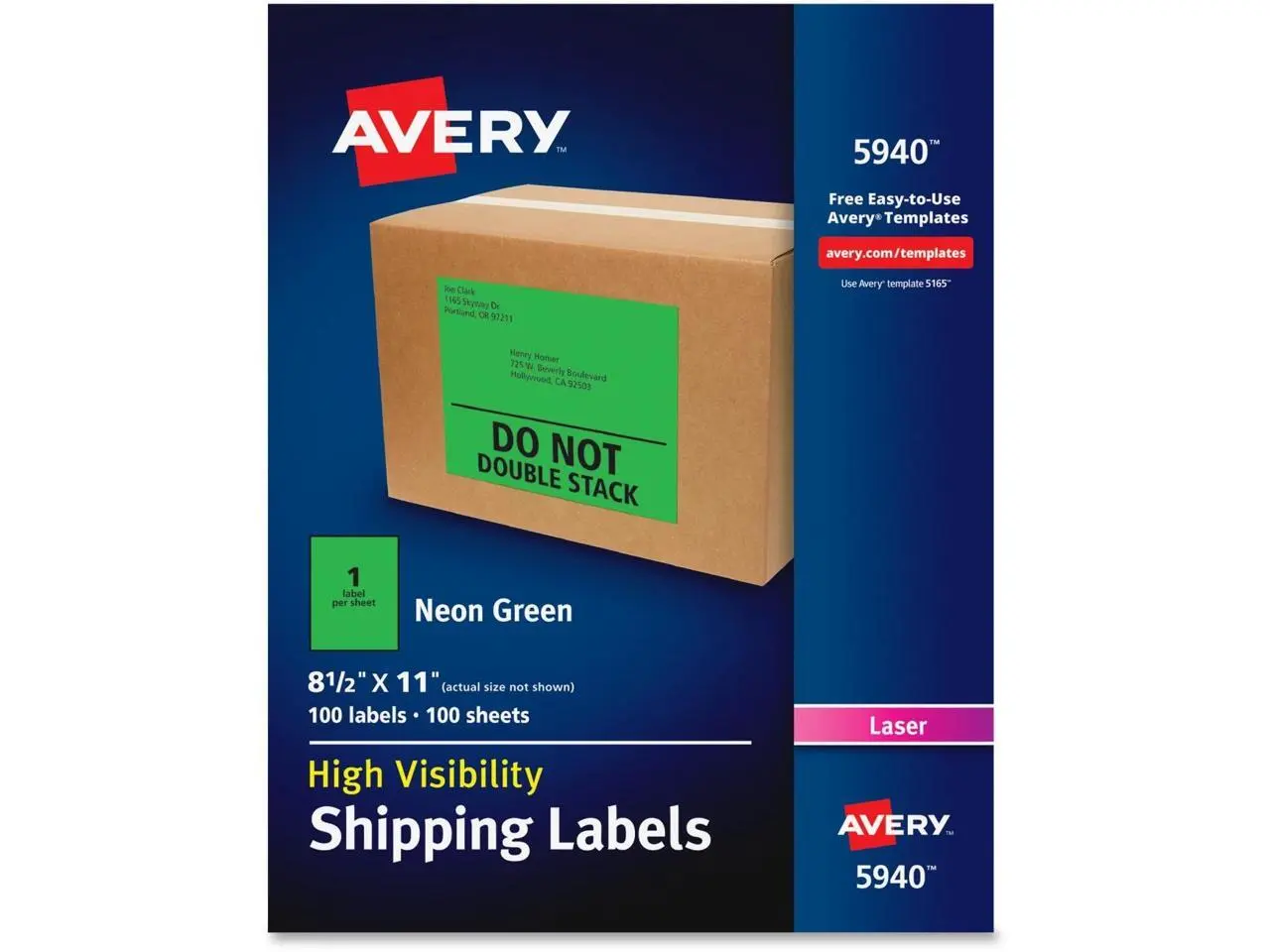 Avery High-Visibility Neon Shipping Labels