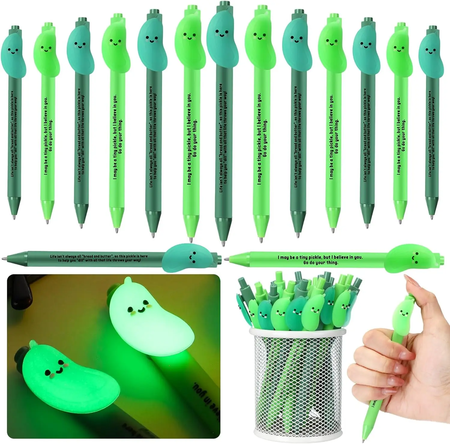 30 count Pickle Pens Bulk Luminous Positive Emotional Support Pickle Pens Thank You Appreciation Gifts Bulk for Employees Coworkers Staff Teacher Students Team Volunteers
