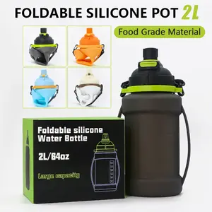 Cycling & Hiking Must-Have! Collapsible Silicone Water Bottle, Leakproof Large Capacity Reusable Bottle for Outdoor Sports, Gym & Travel