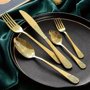30-Piece Stainless Steel Cutlery Set, Creative Dual-Sided Engraved Vintage Royal Tableware, Dinnerware Sets, Includes Forks Spoons Knives, for 6 People