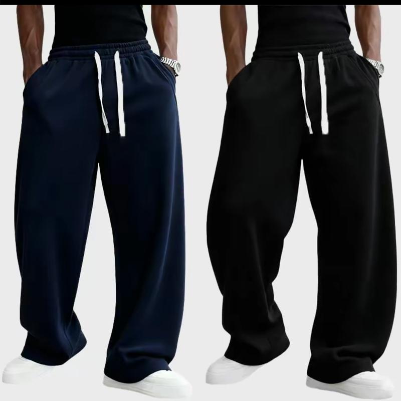 Casual Loose Drawstring Pants, Comfortable Fleece Fabric, Elastic Waistband with Drawstring Design, Suitable for Casual Gatherings, Street Style, and Everyday Wear, Stylish Casual Long Pants, an Ideal Choice for Autumn and Winter.