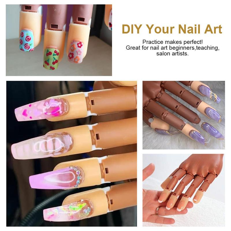 Nail Practice Hand for Acrylic Nails: Flexible Nail Hand Practice Model - Realistic Nail Training Hand Manicure Kit for Beginners Salon Home with False Nails 100 Pcs