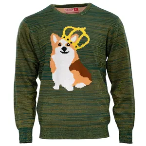 Queen Corgi Dog Lovers Adult Unisex Knitted Xmas Ugly Christmas Sweater