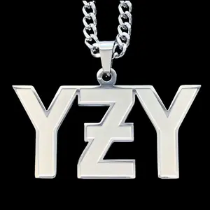YZY Necklace - Etched Stainless Steel Yeezus Pendant with Satin Finish & Polished Outline - 1.5" Laser Cut Hypoallergenic Jewelry Choice of Chain Free Gift Included