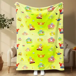 Cartoon Spongebob Pattern Blanket, Ultra Soft Light, Sofa Bed Travel Picnic Home Decor Gift, Fashionable Flannel Fabric
