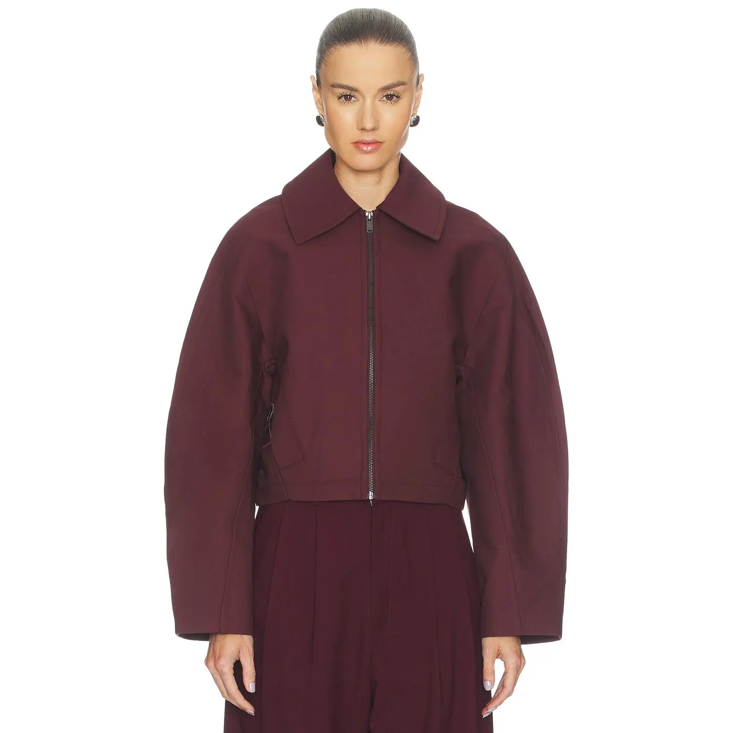 EAVES Karlie Cocoon Sleeve Jacket in Burgundy